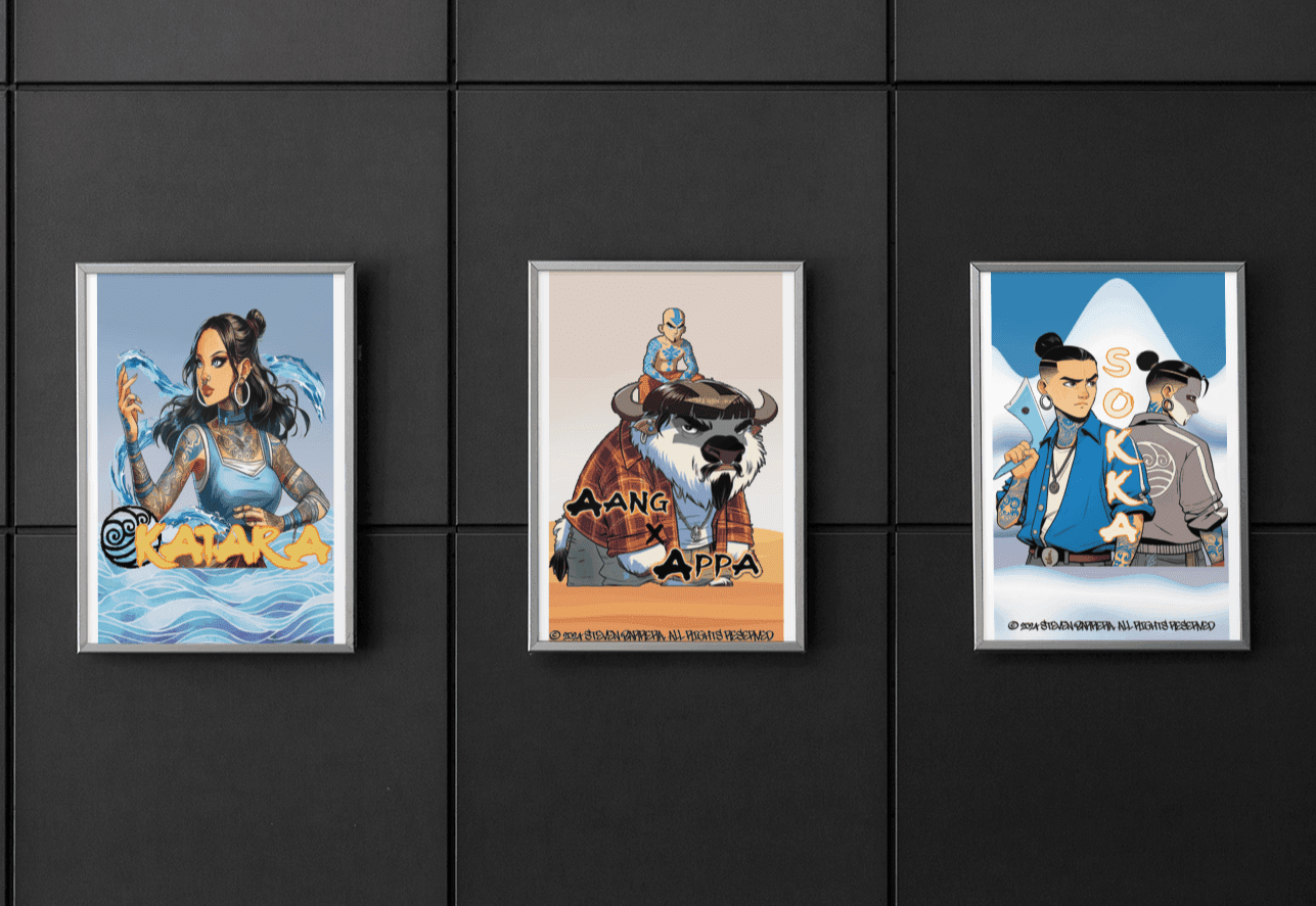 Barrio Bender Aang x Appa 8x12 Art Print - Gacho Bad Designs