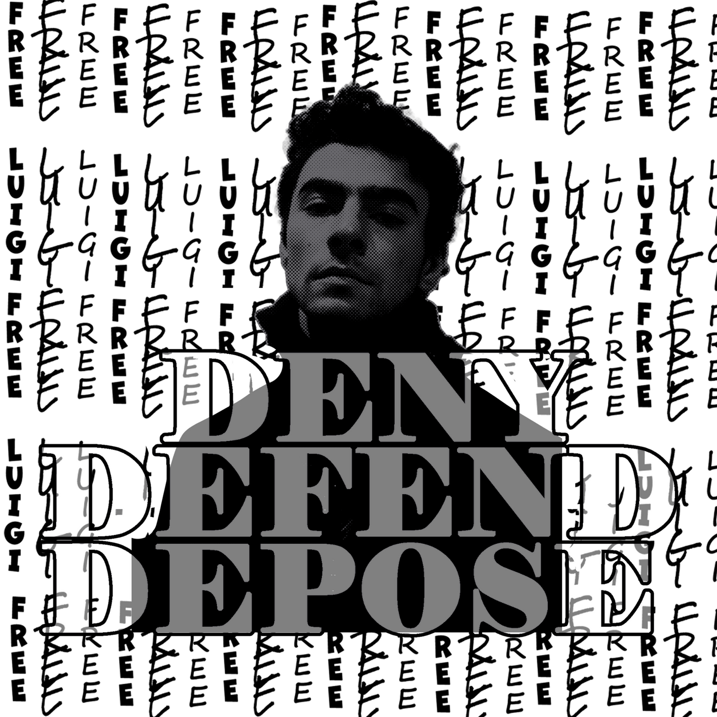 Free Luigi - Deny Defend Depose Graphic T-shirt - Gacho Bad Designs