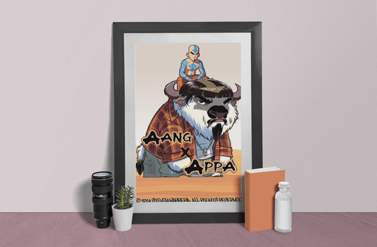Barrio Bender Aang x Appa 8x12 Art Print - Gacho Bad Designs